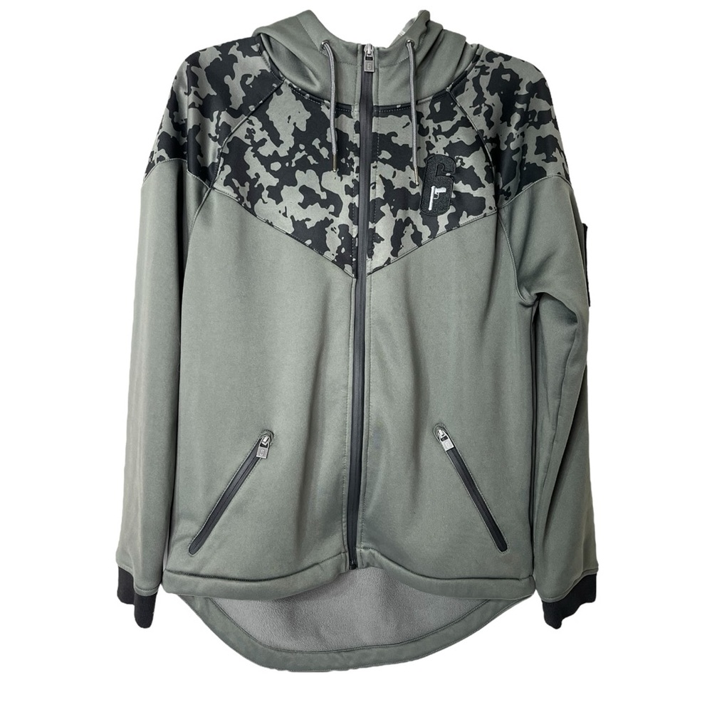 UBI Workshop Full Zip Long Sleeve Gray Camo Mens M Hoodie Pockets Hi‎ Low
